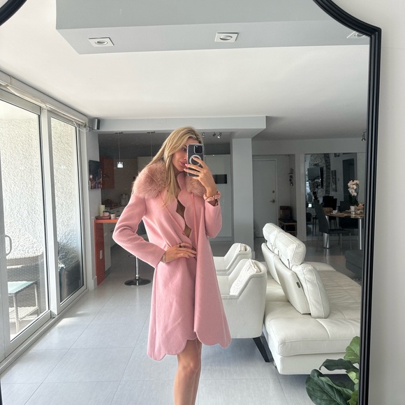 Pink fur trim long coat 💕💕 - Picture 5 of 15